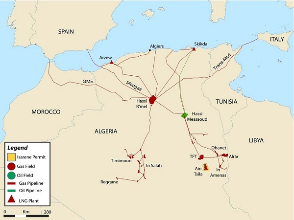 sonatrach map gas oil field LNG plant